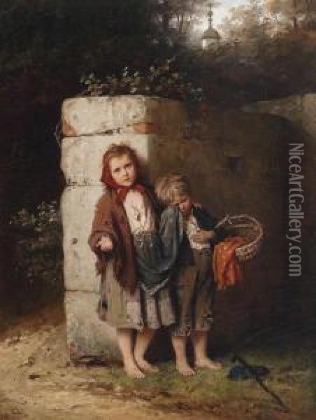 Childrenbegging Oil Painting - Meyer Georg von Bremen