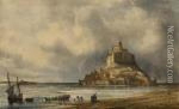 Vue Du Mont Saint Michel Oil Painting - Theodore Gudin