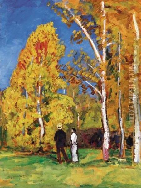 In The Park (autumn) Oil Painting - Bela Ivanyi Grunwald