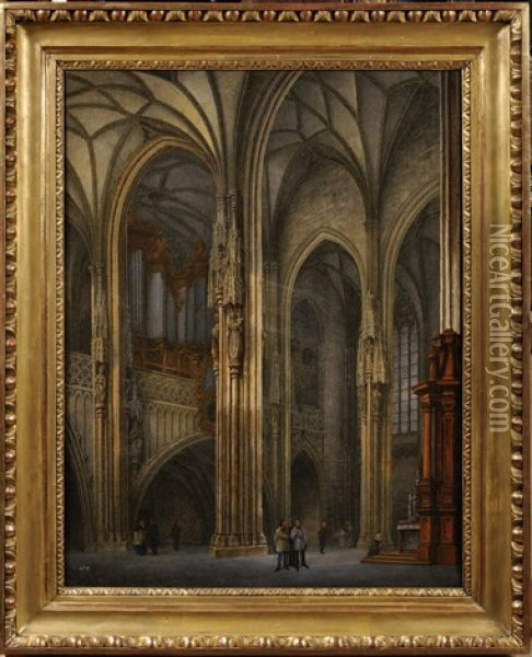 The Interior Of St. Stephen's Cathedral Oil Painting - Ludwig Kohl