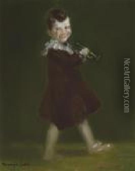Boy With Bugle Oil Painting - George Luks