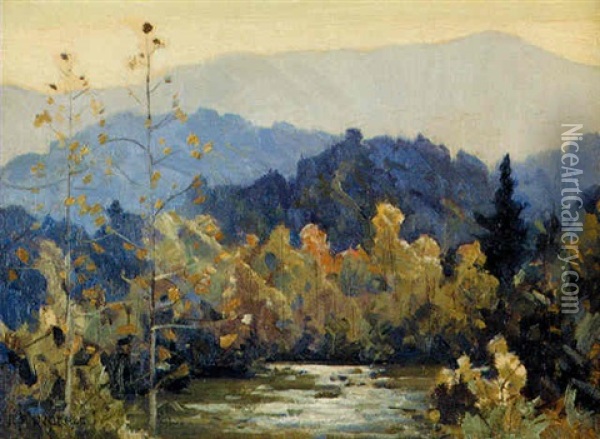 Smokey Mountain Landscape Oil Painting - Rudolph F. Ingerle