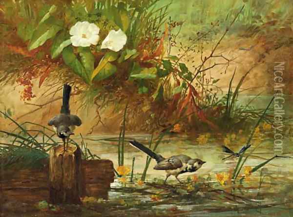 Summer pond Oil Painting - Continental School