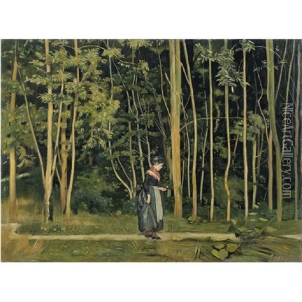 Spaziergang Am Waldrand (walk Along The Border Of A Wood) Oil Painting - Ferdinand Hodler