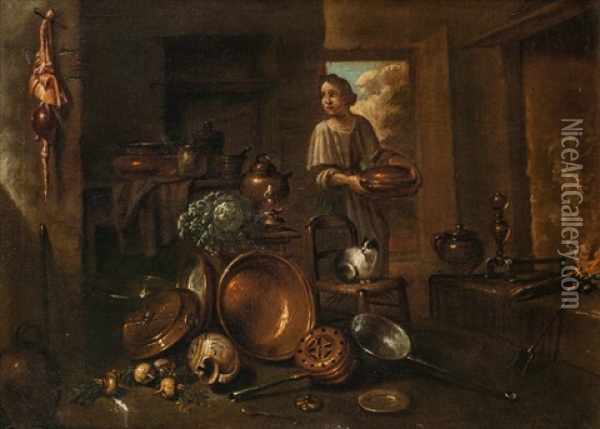 Kucheninterieur Oil Painting - Giovanni Domenico Valentino