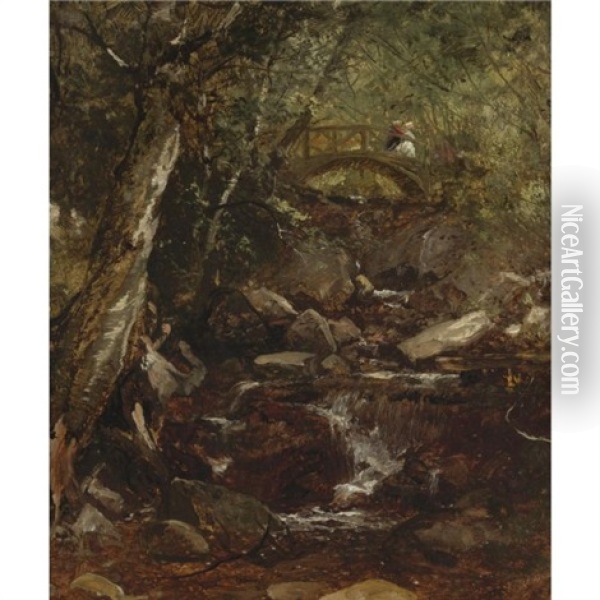 Across The Bridge Oil Painting - John Frederick Kensett