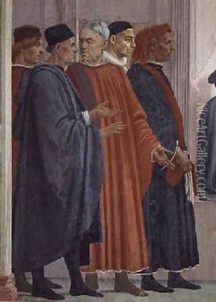 The Raising of the Son of Theophilus King of Antioch detail of Dignitaries at the King of Antiochs Court 1480 Oil Painting - T. & Lippi, F. Masaccio