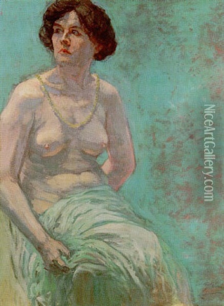 Sitzender Frauenakt Oil Painting - Otto Hammel