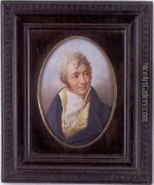 Portrait Du Prince Esterhazy (?) En Redingote Bleue, Gilet Jaune Et Chemise Blanche Oil Painting - Karoly Marko the Elder
