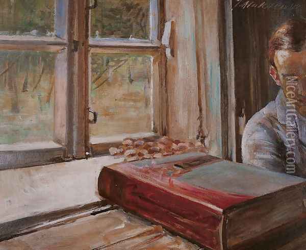 Boy by the Window Oil Painting - Jacek Malczewski
