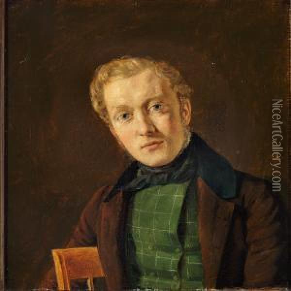 Portrait Of The Danishpainter Adam Muller Oil Painting - Jorgen Roed