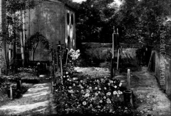 Friedhof Oil Painting - Adolf Schwarz