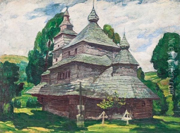 Kostel Sv. Mikulase Ve Zboji Oil Painting - Antonin Hudecek