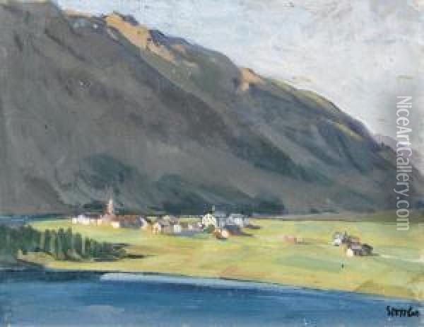 Ansicht Von Sils-maria Mit Tiefblauem See. Oil Painting - Martha Stettler