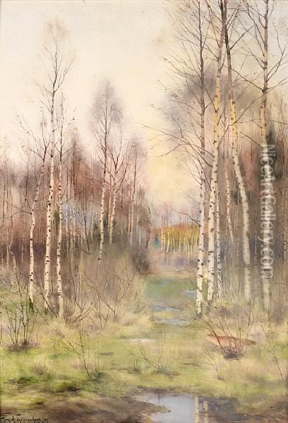 Wooded Landscape Oil Painting - Richard Alexandrovich Bergholz