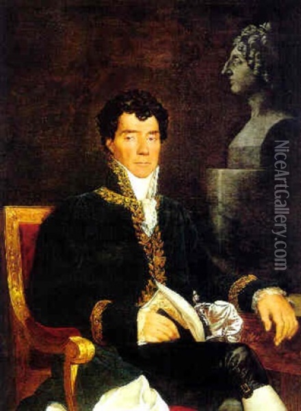 Portrait Of A Dignitary (composer Gasparo Spontini?) Oil Painting - Ferdinando Cavalleri