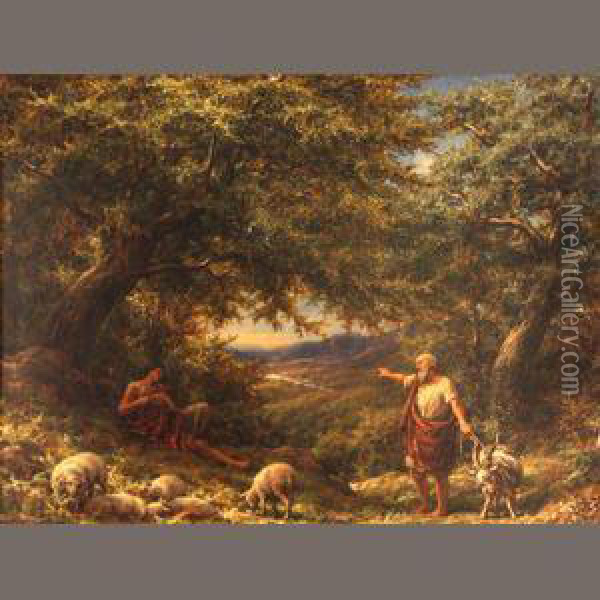 Shepherds At Rest Oil Painting - William Linnell
