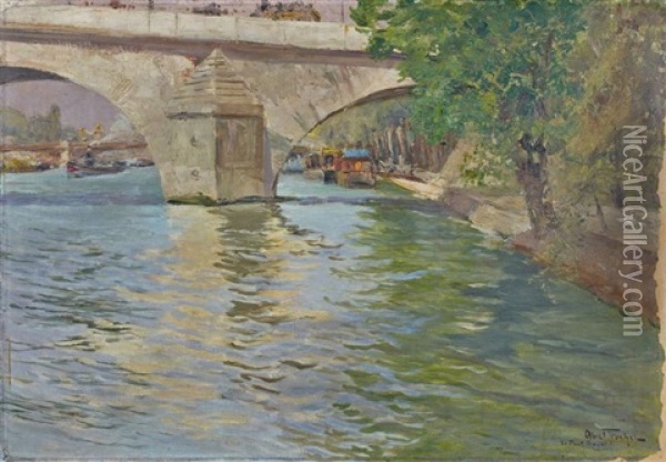 Le Pont Royal Oil Painting - Louis Abel-Truchet
