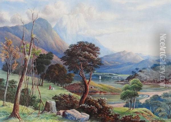 Mt Ngauruhoe And Lake Rotoaira Oil Painting - John Barr Clarke Hoyte