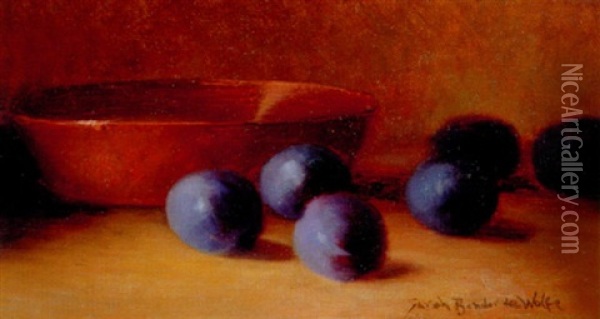 Still Life With Plums Oil Painting - Sarah Bender de Wolfe