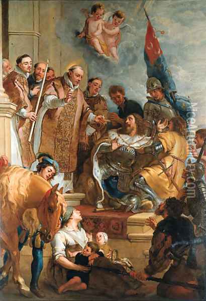 Saint Bernard converts a Duke of Aquitaine Oil Painting - Gaspard de Crayer