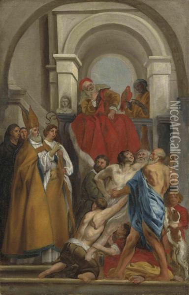 The Trial Of Christ - A Bozzetto Oil Painting - Jacob Jordaens