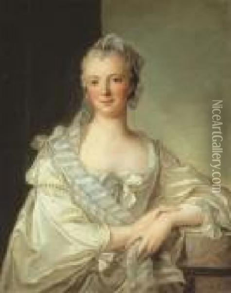 Portrait De Madame Dupleix De Bacquencourt, Nee Jeanne-henriette Delalleu Oil Painting - Jean-Marc Nattier