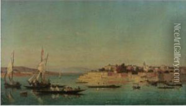 Vue A Travers La Corne D'or, Constantinople Oil Painting - Fabius Germain Brest