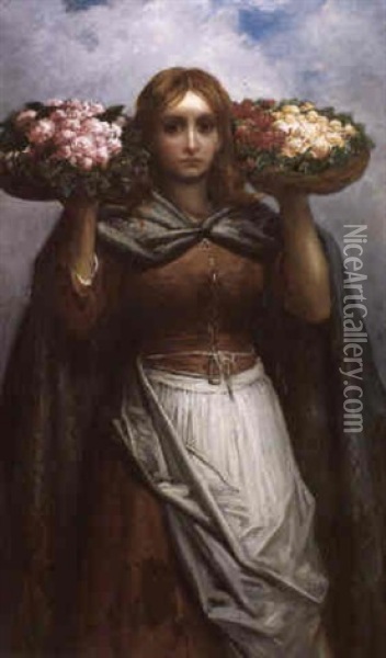 Jeune Fille Aux Fleurs Oil Painting - Gustave Dore