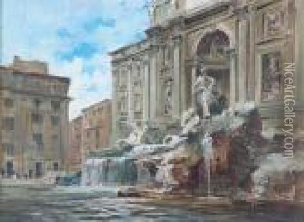 Fontana Di Trevi, Roma Oil Painting - Cesare Gheduzzi