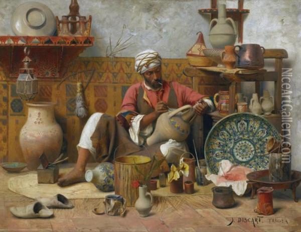 L'atelier De Poterie, Tanger Oil Painting - Jean Discart