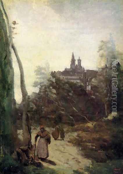 Semur - the Path from the Church Oil Painting - Jean-Baptiste-Camille Corot