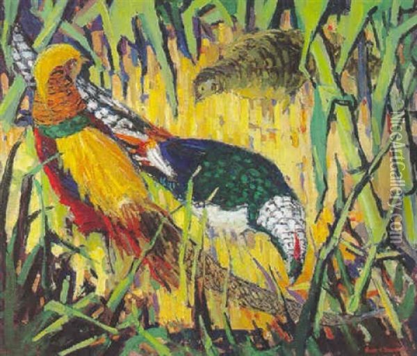 Chinese Pheasants Oil Painting - George Kennedy Brandriff