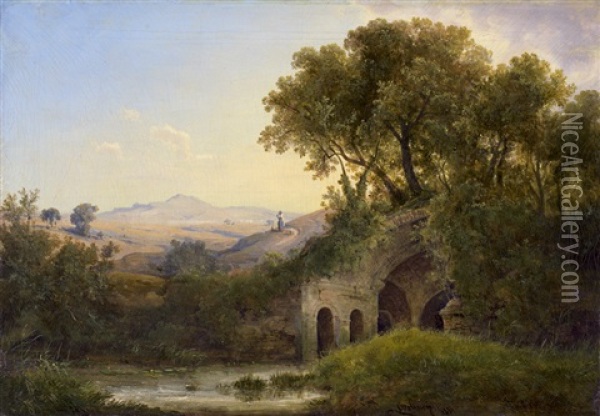 Die Grotte Der Egeria Bei Rom Oil Painting - Friedrich Otto Georgi