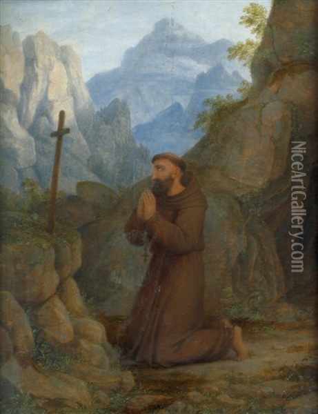 Der Hl. Franziskus Im Gebet Oil Painting - Johann Ludwig Gebhard Lund