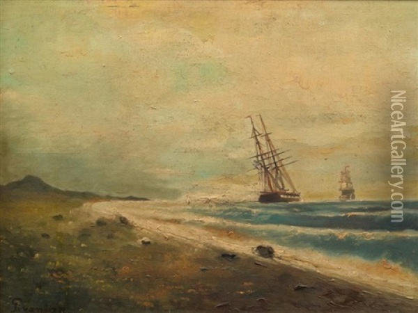Navire En Bord De Mer Oil Painting - Mekertich Givanian