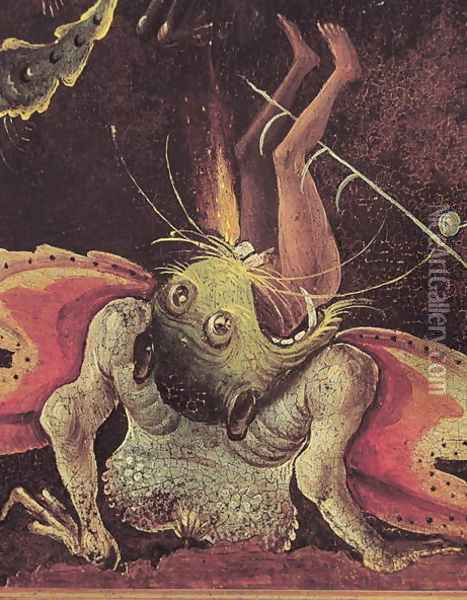 The Last Judgement (detail of a man being eaten by a monster) c.1504 Oil Painting - Hieronymous Bosch