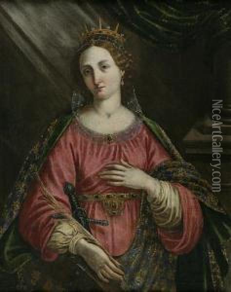 Saint Catherine Of Alexandria Oil Painting - (Jacopo Chimenti) Empoli
