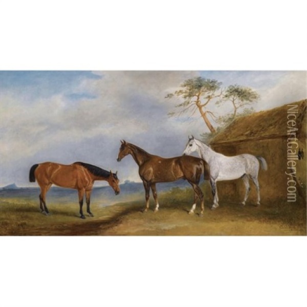 "vixen", "crown Prince" And "cygnet" Oil Painting - Claude Lorraine Ferneley