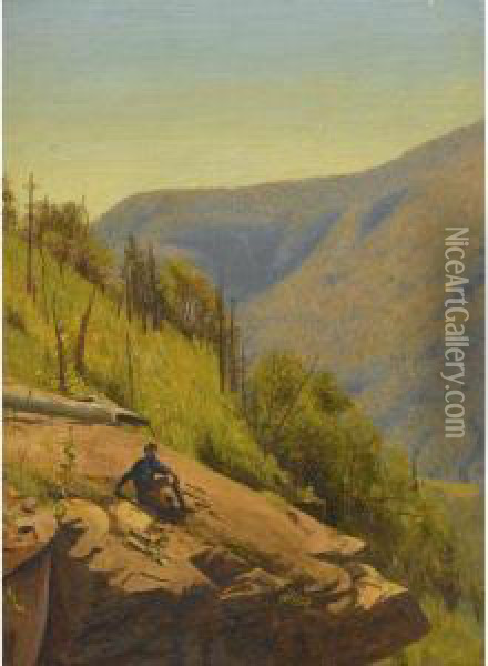 Summer In The Hills: Two Paintings Oil Painting - Jervis McEntee
