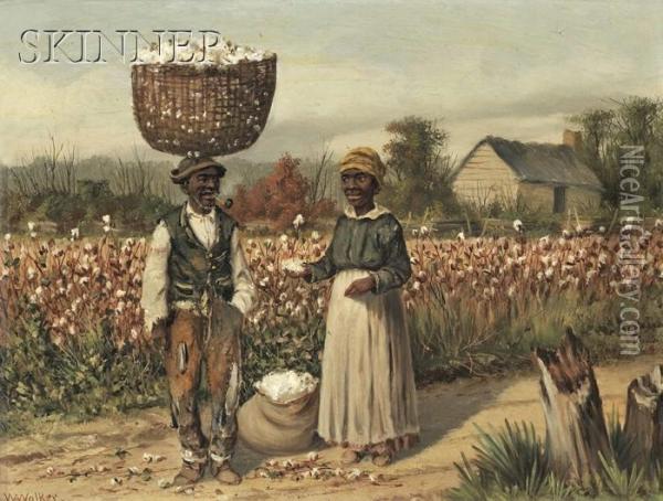 Sharecroppers In The Cotton Field Oil Painting - William Aiken Walker