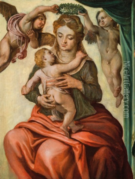 Madonna Mit Kind Von Engeln Bekront Oil Painting - Cornelis Schut the Elder
