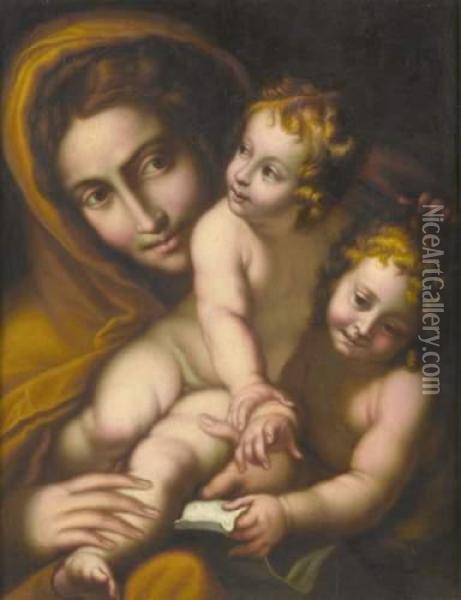 Vierge A L'enfant Avec Saint Jean-baptiste Oil Painting - Giulio Cesare Procaccini