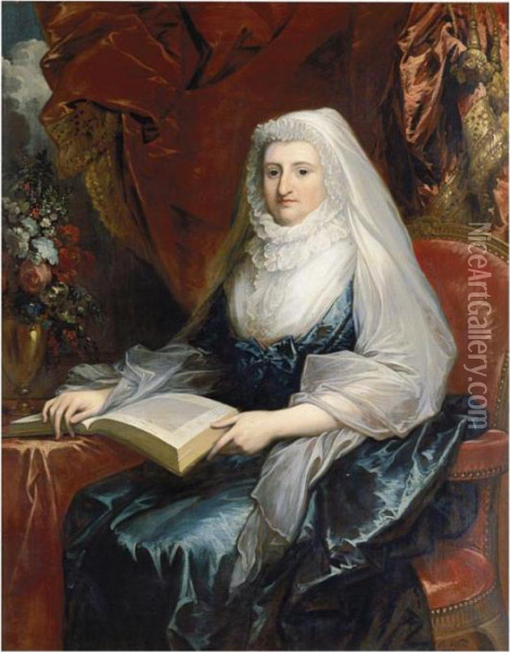 Portrait Of Mrs. Beckford Oil Painting - Benjamin West