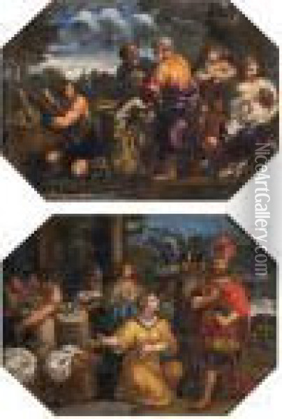 Scene De Sacrifice Oil Painting - Pietro Da Cortona (Barrettini)