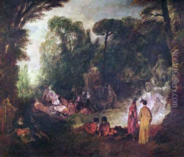 Fest im Park Oil Painting - Jean-Antoine Watteau