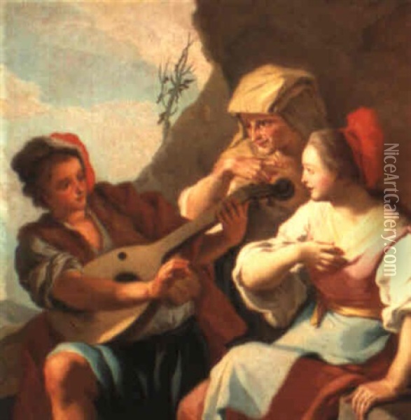 A Man Playing The Lute Oil Painting - Pietro Bardellino