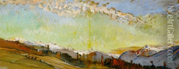 Vue Depuis Le Plateau De Saviese Oil Painting - Ernest Bieler