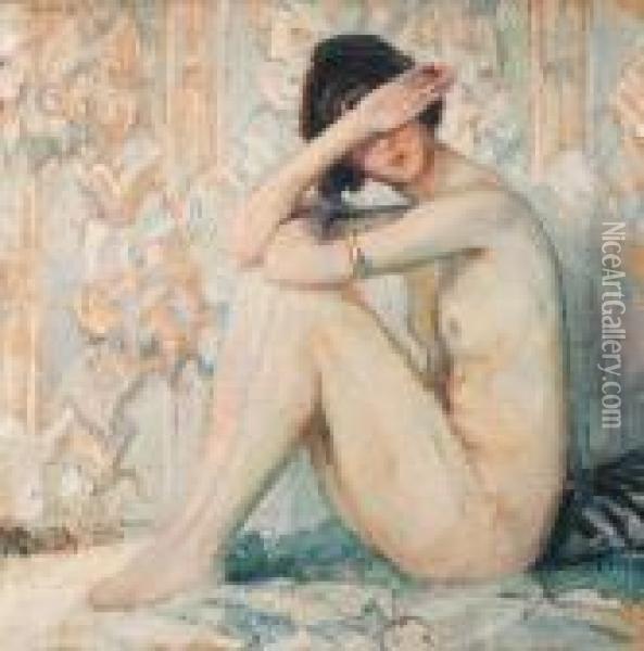 A Seated Nude Oil Painting - Maurice Wagemans