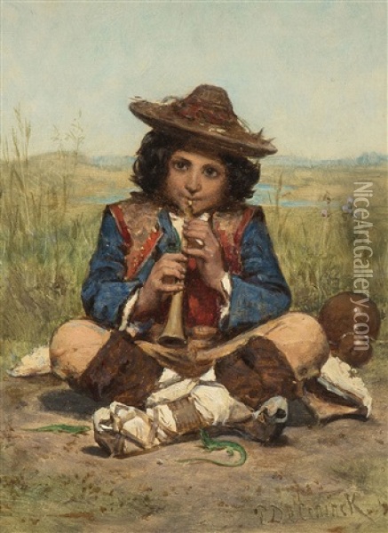 Der Kleine Flotenspieler Oil Painting - Pierre Louis de Coninck